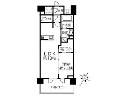 クリオラベルヴィ横濱サウス(1LDK/10階)の間取り写真