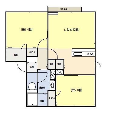アルスコート(2LDK/2階)の間取り写真