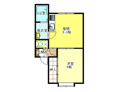 コーポピンネII(1LDK/1階)の間取り写真