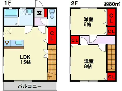ボンシャンス壱番館(2LDK/1階)の間取り写真