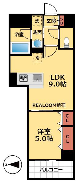LA GRACIA 四谷(1LDK/5階)の間取り写真