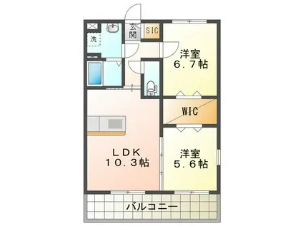 アメトリン(2LDK/2階)の間取り写真