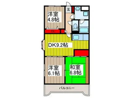 ルラール浦和(3DK/5階)の間取り写真