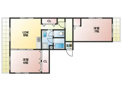 スタンフォード常三島(2LDK/6階)の間取り写真