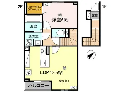 CASA LIBER(1LDK/2階)の間取り写真