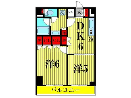 ルーブル墨田立花(2DK/6階)の間取り写真
