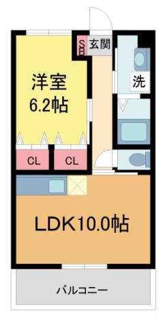 レジェンダリー甲子園浦風町(1LDK/5階)の間取り写真