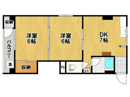 豊中ローズハイツ(2DK/3階)の間取り写真
