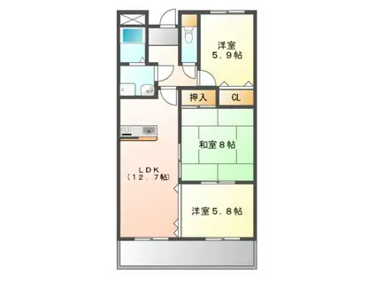 クオリティ五月が丘(3LDK/1階)の間取り写真
