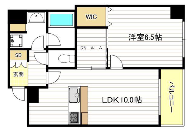 CITY SPIRE難波グレイス(1SLDK/10階)の間取り写真