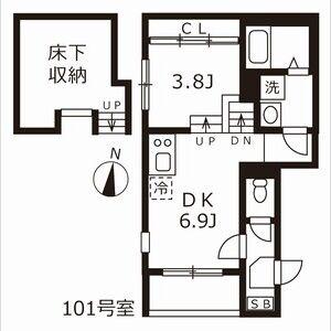 ジェイアールエイチ(1DK/1階)の間取り写真