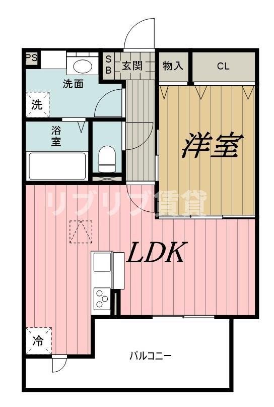 ベラヴィスタ蘇我(1LDK/1階)の間取り写真
