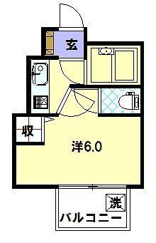 パークサイドひらの(1K/2階)の間取り写真