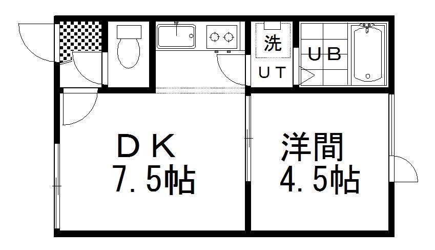 メゾンドF2(1DK/2階)の間取り写真