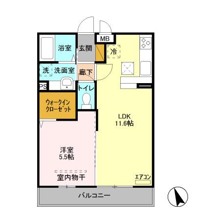 リヴェール(1LDK/1階)の間取り写真