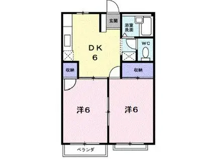 エルディム楽天(2DK/1階)の間取り写真