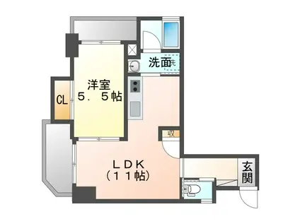 ノッティング ヒル(1LDK/2階)の間取り写真