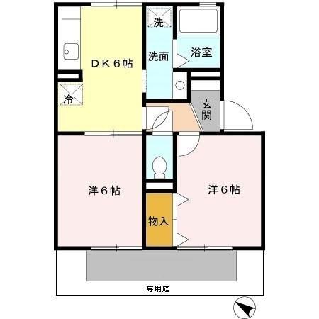 セジュールM(2DK/1階)の間取り写真