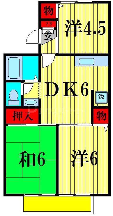 ロイヤルタウン泉D(3DK/1階)の間取り写真