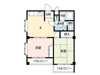 カメリアシティ(2DK/3階)の間取り写真