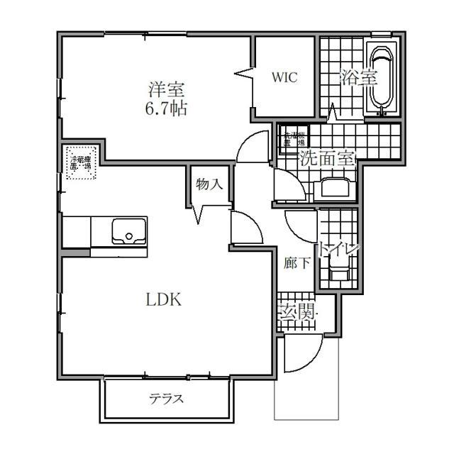 UWATTEHILLSD(1LDK/1階)の間取り写真