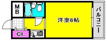 コスモプラザ三宮(ワンルーム/4階)の間取り写真