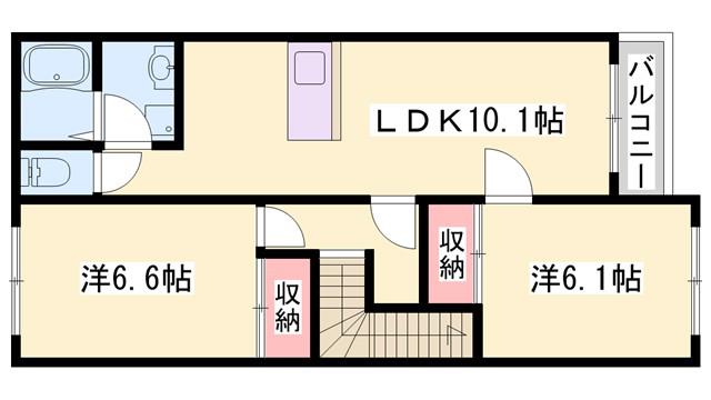 アルシオーネ 壱番館(2LDK/2階)の間取り写真