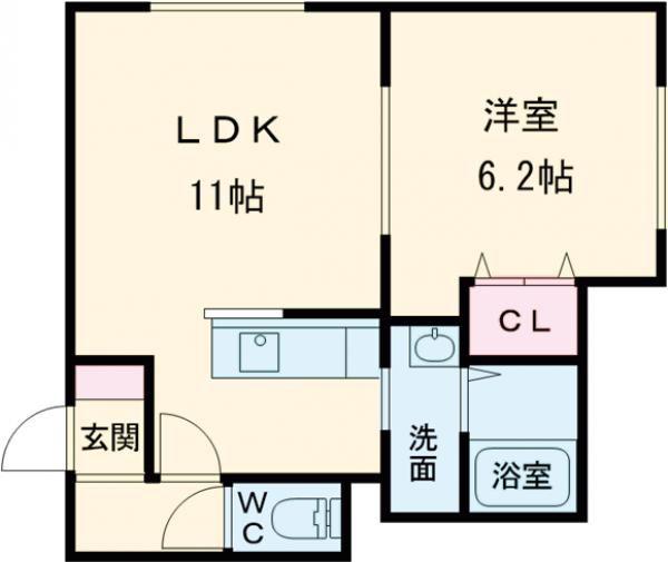 サンセット(1LDK/1階)の間取り写真