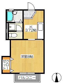 ベルフラワーN(1K/1階)の間取り写真