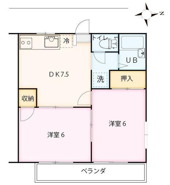 セントライトパレス(2DK/2階)の間取り写真