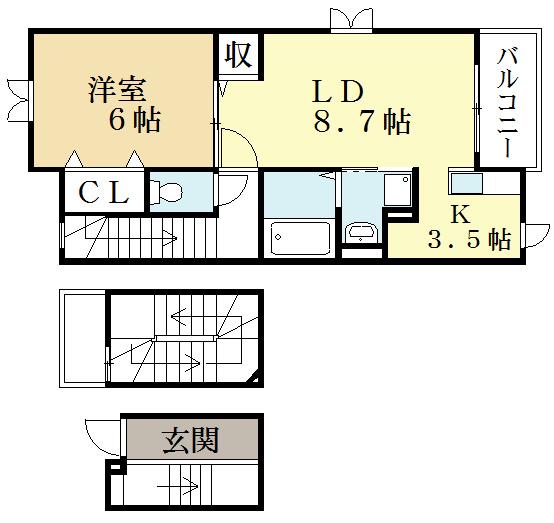 ジラソーレ(1LDK/3階)の間取り写真