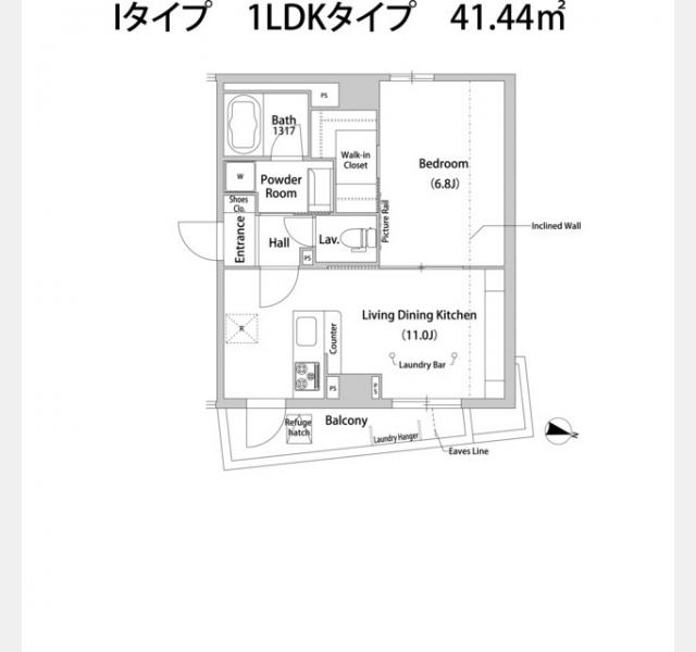 HOUSE AVENUE 柿の木坂(1LDK/4階)の間取り写真