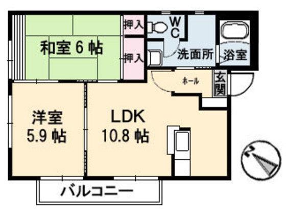 フレグランス草津東(2LDK/1階)の間取り写真