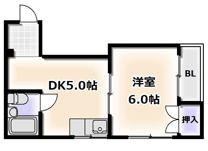 マンションいずみ(1DK/3階)の間取り写真