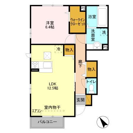 グラウクスC(1LDK/1階)の間取り写真