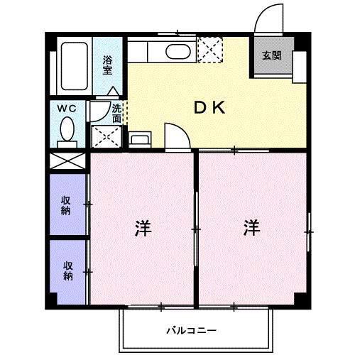 ニューシティさの(2DK/2階)の間取り写真