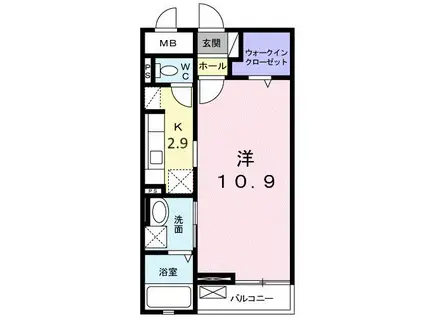 グランドレール高崎(1K/2階)の間取り写真