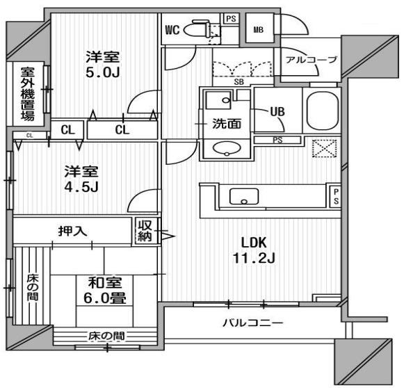 アーデンタワー新町(3LDK/2階)の間取り写真