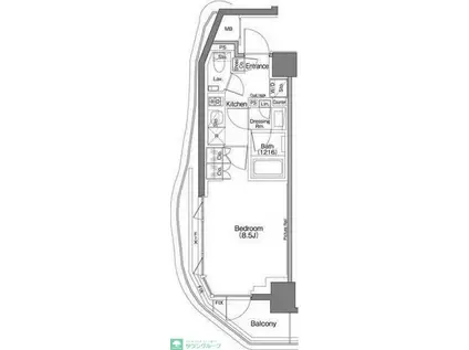 ザ・パークハビオSOHO祐天寺(1K/4階)の間取り写真