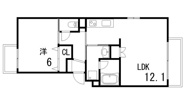 ソレイユ六甲道(1LDK/3階)の間取り写真