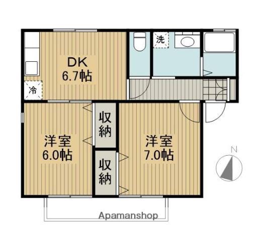アクシス長山A(2DK/2階)の間取り写真