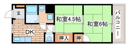クイーンズハイツ名倉(2DK/3階)の間取り写真