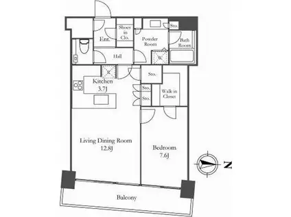 M.M.TOWERS FORESIS R棟-A(1LDK/8階)の間取り写真