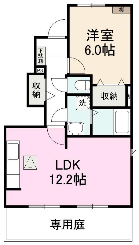アクア勅使I(1LDK/1階)の間取り写真
