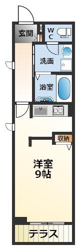 ネスト甲子園(ワンルーム/1階)の間取り写真