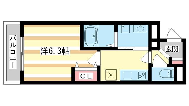 クレアール郡山I(1K/2階)の間取り写真