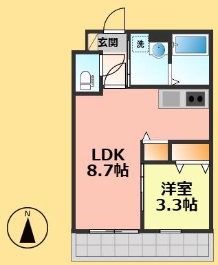 ジーメゾン名古屋大杉ジュミエ(1LDK/1階)の間取り写真
