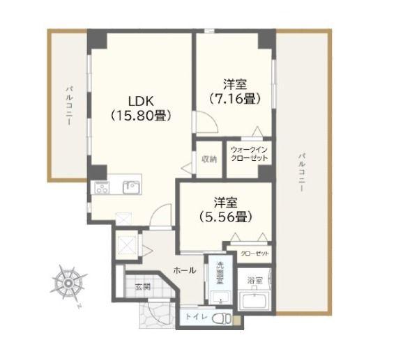 ラキアネラ(2LDK/2階)の間取り写真