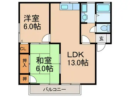 サンクレストF(2LDK/2階)の間取り写真