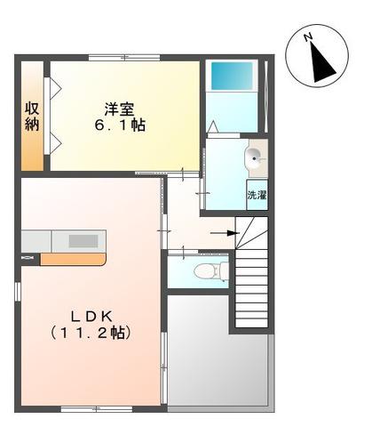 シュエットI(1LDK/2階)の間取り写真